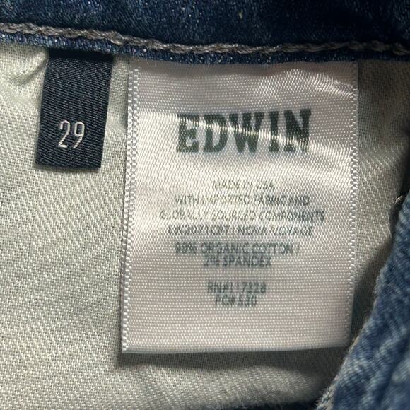 Edwin Women's Nova Forward Seam Wide Leg Raw Hem Denim Jeans Medium Wash 29 New - Picture 8 of 9